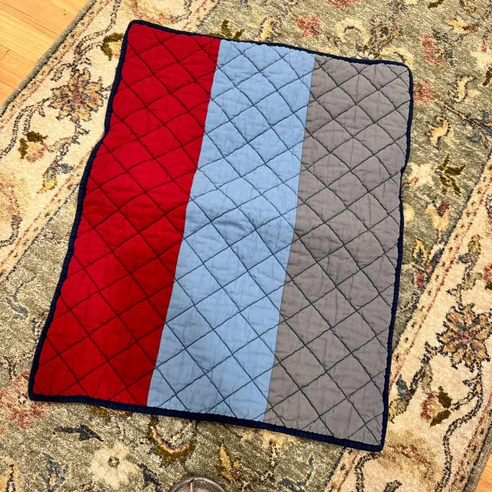Pottery Barn Kids Block Stripe Standard Quilted  1/ Sham /,NAVY/BLUE/RED